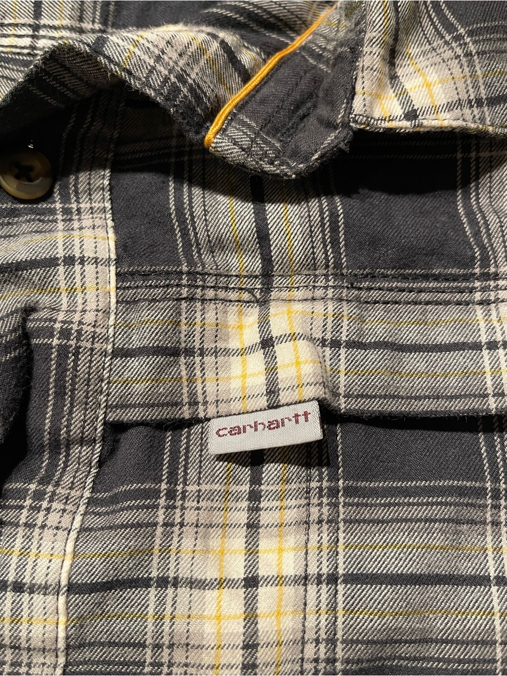 Carhartt Men's Navy and White Plaid Button-Down Shirt - Picture 3 of 5